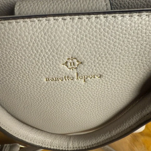 Nanette Lepore Crossbody Leather Cream Satchel detachable strap Top handles Bag - Picture 7 of 7